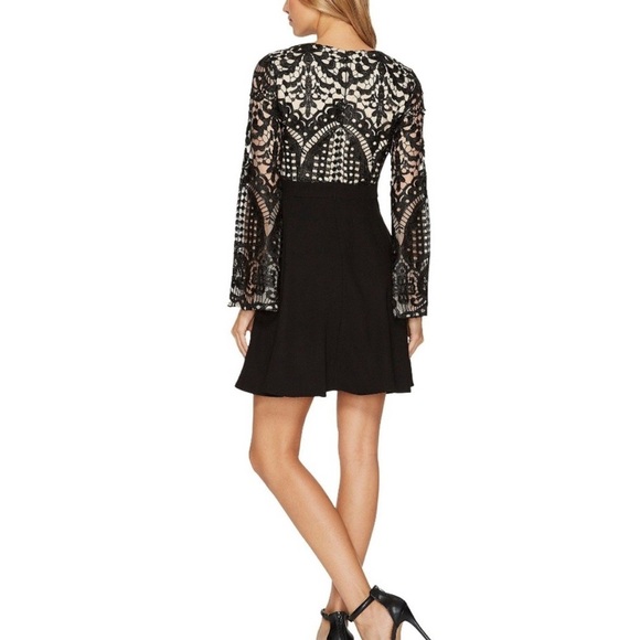 Aidan Mattox black lace and crepe dress with pockets - Picture 3 of 9